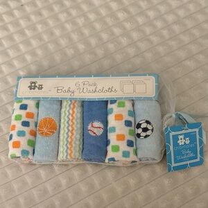 Baby Washcloths 6-Pack - Blue, Orange, Green
